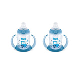 NUK Learner Cup Tractor front view with lid visible for safe sipping.