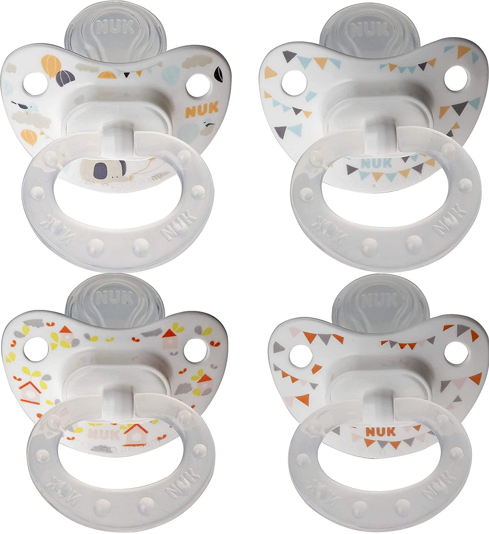 NUK orthodontic pacifiers with scooped nipple support natural sucking and comfort