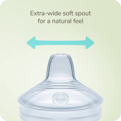 NUK Simply Natural Learner Cup anti-colic vent reduces swallowed air for calmer feeding.