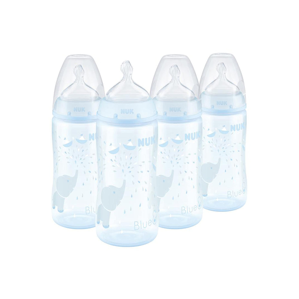NUK Smooth Flow nipple close-up shows baby-controlled feeding flow.