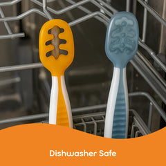 NumNum self-feeding BLW spoons with open-channel design for soft solids.