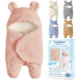 Nunibum baby swaddle bear pink soothes newborns with a cozy plush design for easy sleep transitions.