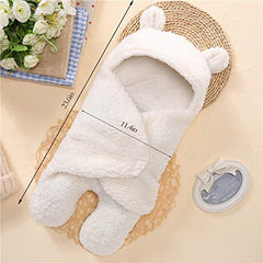Nunibum swaddle white bear plush wings-velcro showing adjustable fit