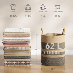Nunsino 62L striped hamper folded compact image demonstrates foldable storage convenience.