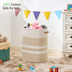 Nunsino woven cotton texture highlights breathable, eco-friendly storage for clothes and toys.