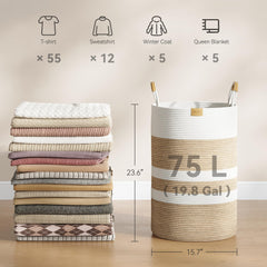 Nunsino woven clothes basket for bedroom decor with natural texture.