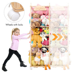 Nuoex wooden zoo toy storage side profile showing sturdy construction and charm.
