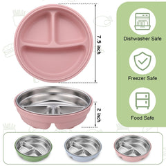 Nuogo divided baby plate 7.5-inch diameter supports toddler portioning.