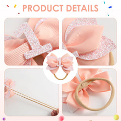 Nuolich glitter birthday bow peach with number 3 detail for party outfits.