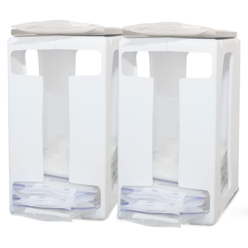 Nurse & Nourish breast milk storage tower top view shows compact freezer organization for easy access.
