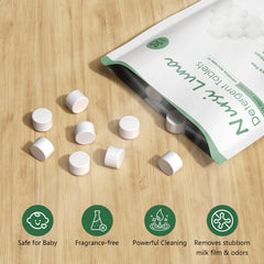 Nursi Luna easy-drop-in cleaning visible action for bottles and pump parts.