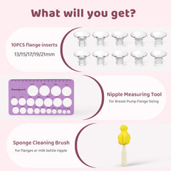 Nursi Luna sizes-collection shows 13-21mm options for customized pumping fit