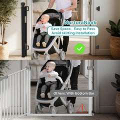 NurturaNook one-hand operation demonstrates easy access when carrying a baby or groceries.
