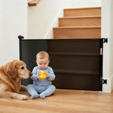 NurturaNook retractable gate extended in doorway provides safe kid and pet access control.