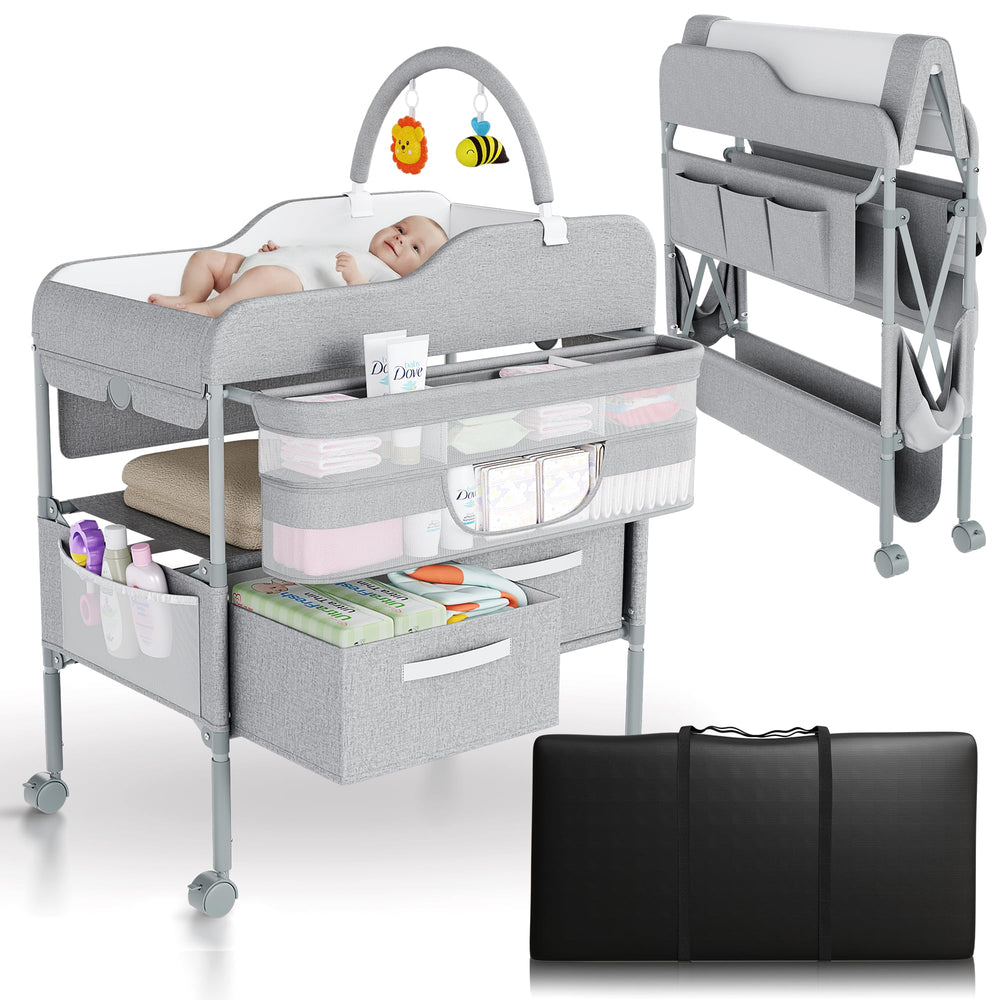 NurturePatch portable changing table folded-flat for easy storage and travel readiness