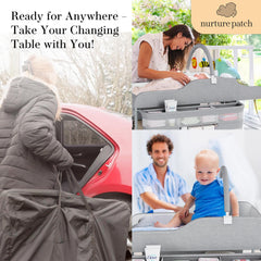 NurturePatch portable changing table with wheels ready for room-to-room nursery setups