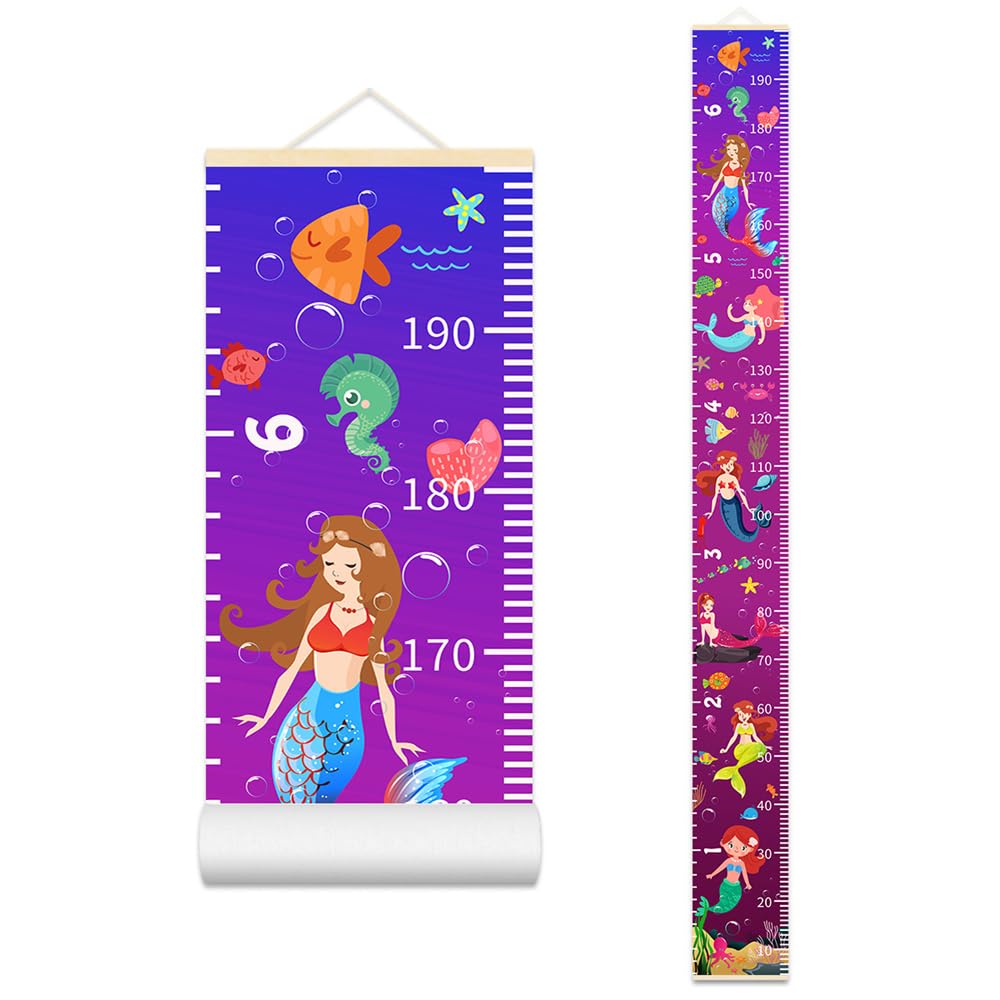 Nustila Ocean Mermaid Growth Chart full view for nursery decor and height tracking.