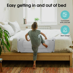 NUTIKAS bed rail guard adjustable-height for versatile mattress compatibility.