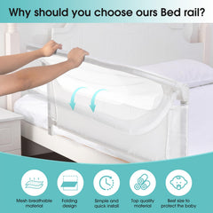 NUTIKAS bed rail guard with adjustable height to fit various mattresses.