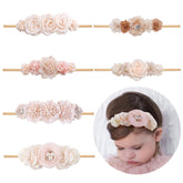 NUWAJP baby girl flower headband set laid flat for styling ideas