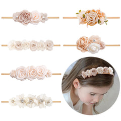 NUWAJP flower headband pack in soft nylon for gentle newborn styling.