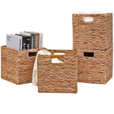 NWSHO65 wicker storage cubes set of four on a shelf for space-saving organization.