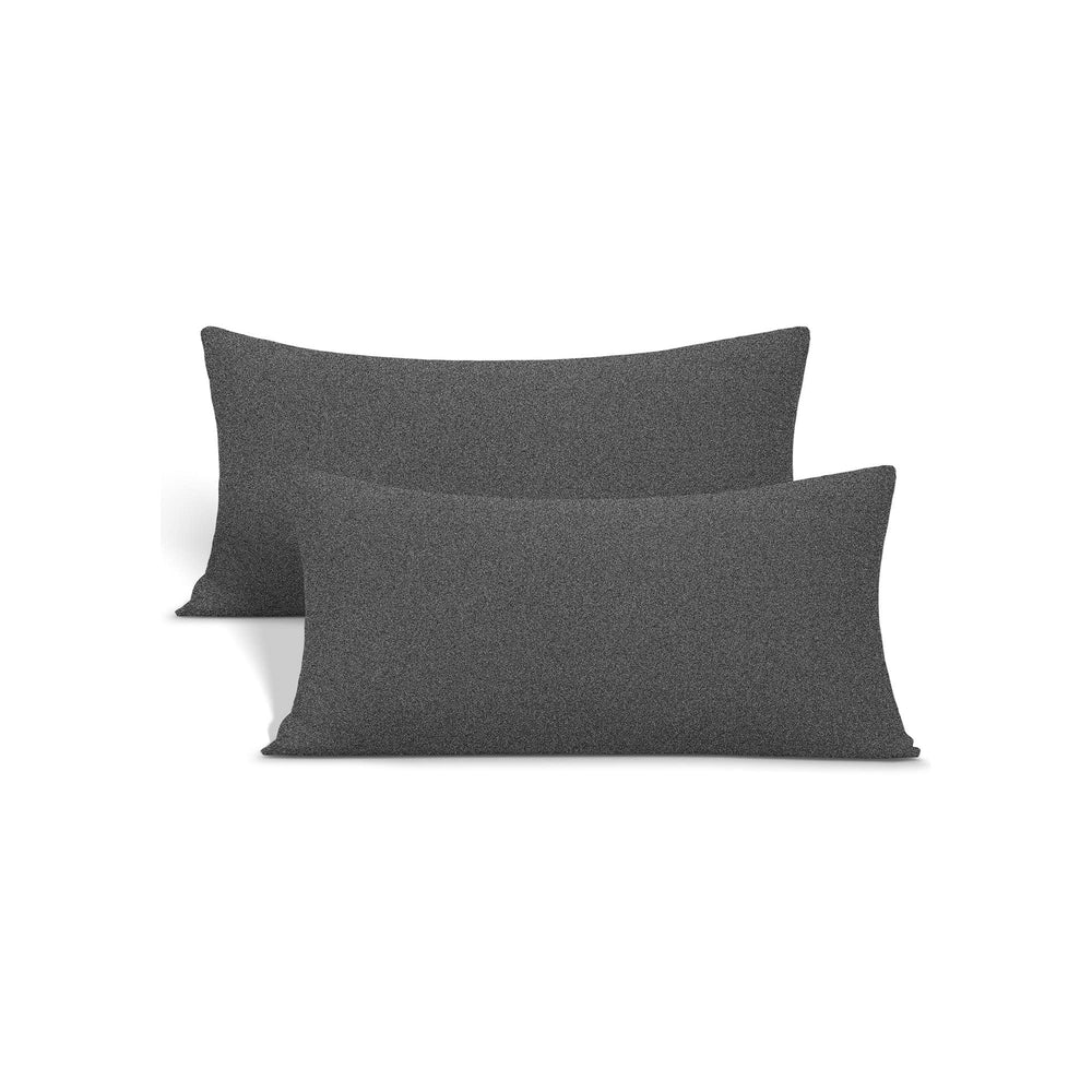 Nyhome jersey knit small pillowcase in hemp gray showing envelope closure for travel or toddler pillows