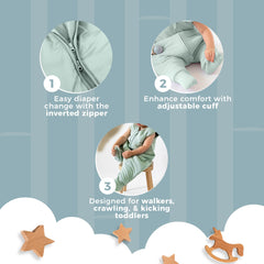 Nyte Nyte Baby 2.5 TOG mint sleep sack anti-slip bottom helps it stay in place.