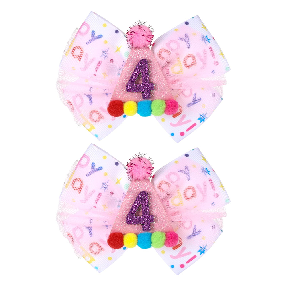 NYTGAH 2pcs birthday hair bow pink confetti for party styling and photo prop use