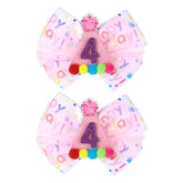 NYTGAH 2pcs birthday hair bow pink confetti for party styling and photo prop use
