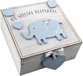 Oaktree Gifts baby-boy keepsake box front view ideal for storing christening mementos.