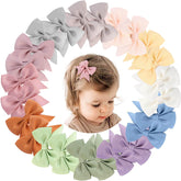 OAOLEER 24pcs baby hair clips close-up with fully lined bows ensuring gentle grip