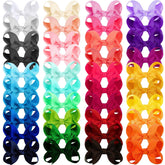 OAOLEER 40 colors 3-inch hair bows pack with vibrant hues for mix-and-match daily outfits.
