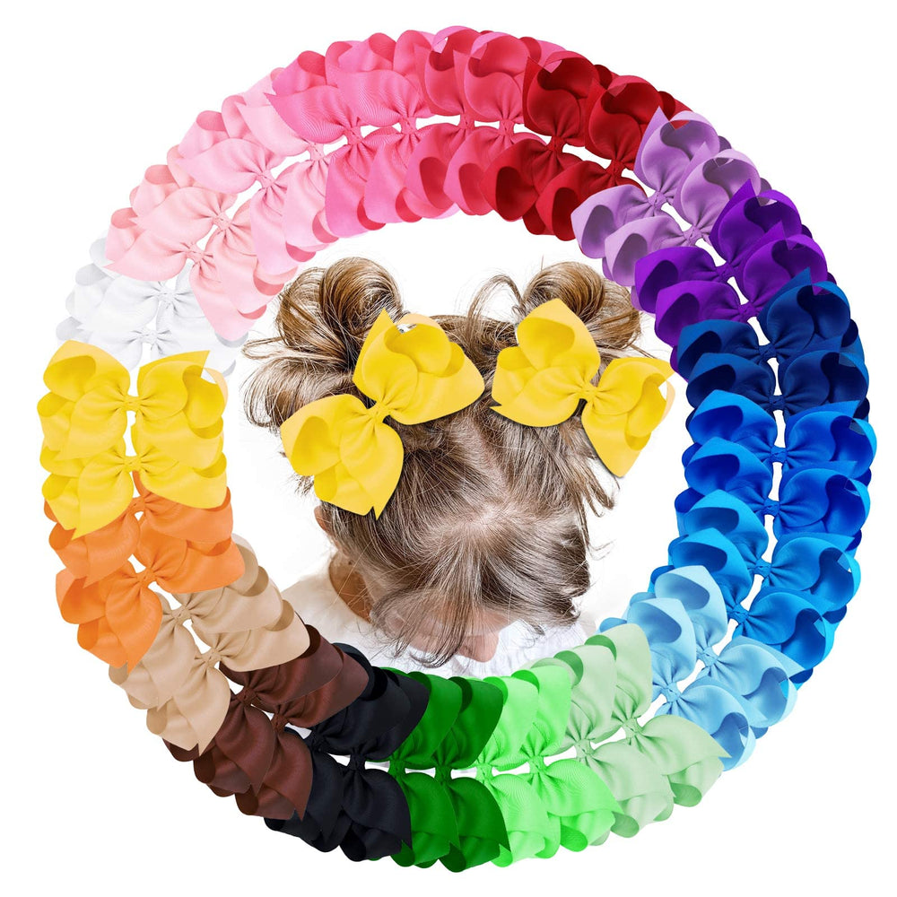 OAOLEER 40pcs 4.5-inch hair bows packaged in a frosted bag for easy storage.