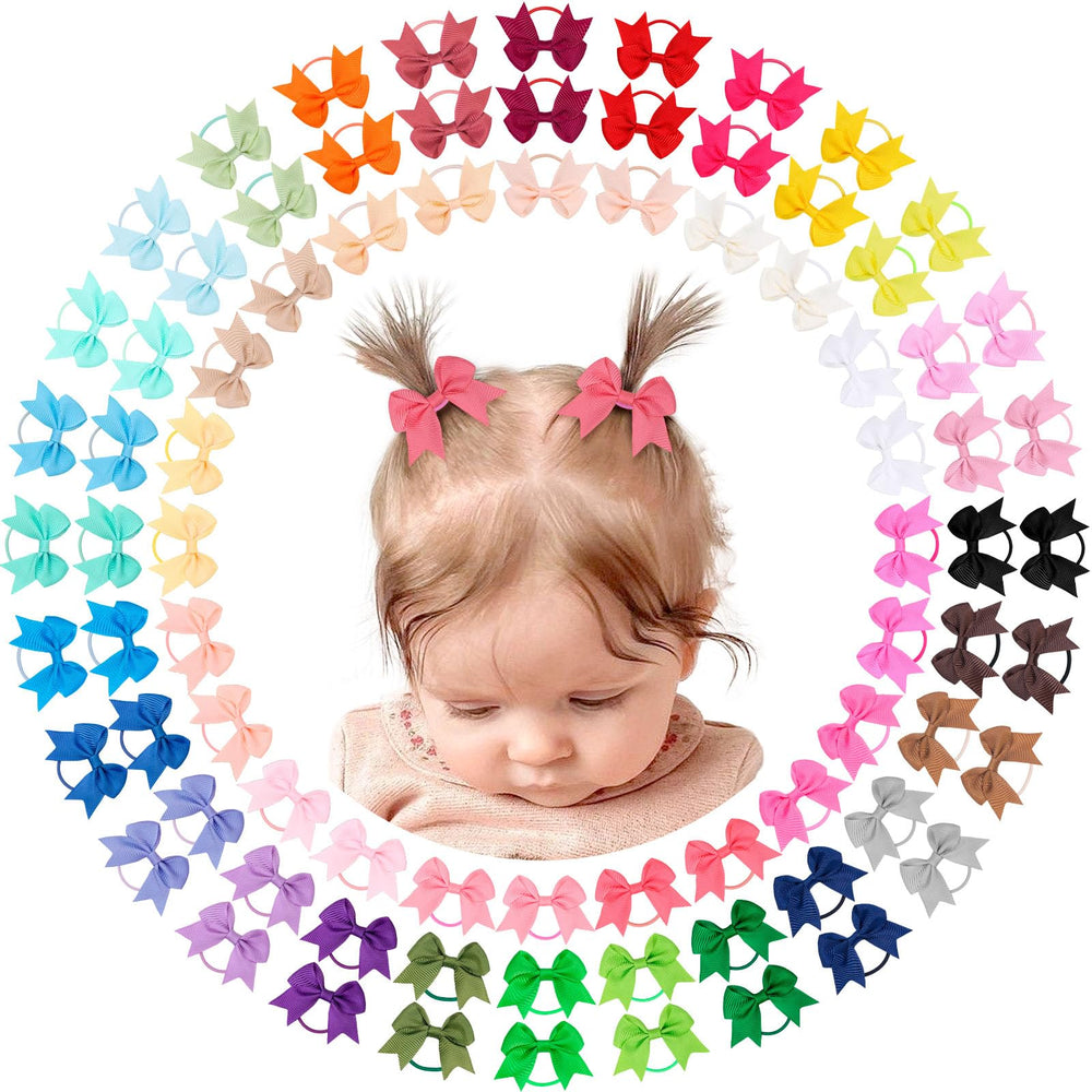 OAOLEER 80pcs baby hair ties with bows secure tiny hair and add cute color accents.