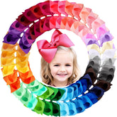 OAOLEER 8-inch hair bow closeup with sturdy clip for secure all-day wear.