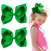 OAOLEER green layered grosgrain hair bows, front view for stylish daily outfits.