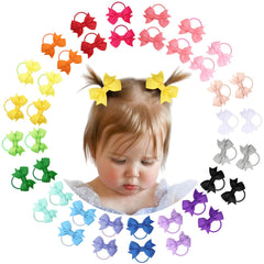 OAOLEER hair ties bows 2inch packaging shows a vibrant color assortment for versatile styling.