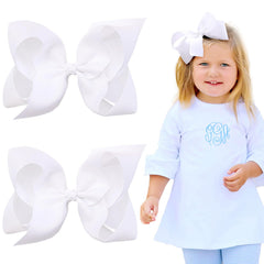 OAOLEER white layered grosgrain bow on secure alligator clip ready for styling