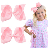 OAOLEER 2pcs pink layered bows on clips for easy toddler styling