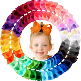 OAOLEER 40pcs 6-inch hair bows pack in vibrant colors for quick daily outfits.