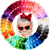 oaooleer 4inch-hair-bow-front-view with alligator clip provides secure daily wear.