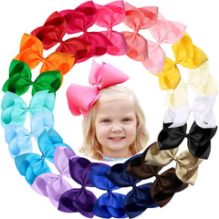 OAOLEER pink 8-inch hair bow with secure alligator clip for comfy pigtails