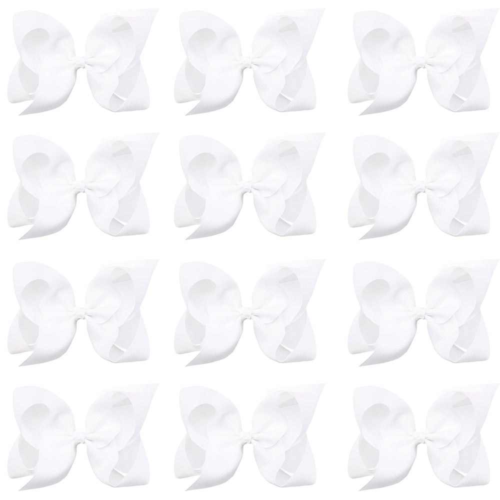 OAOLEER big hair bow 8inch white on clip for secure toddler styling