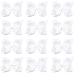 OAOLEER big hair bow 8inch white on clip for secure toddler styling