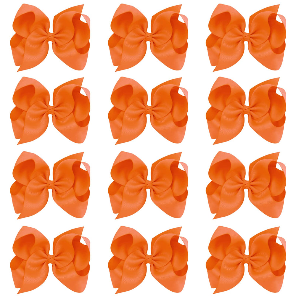 Oaoleer big hair bows orange 8inch—vibrant accessory for everyday outfits and easy alligator clips.