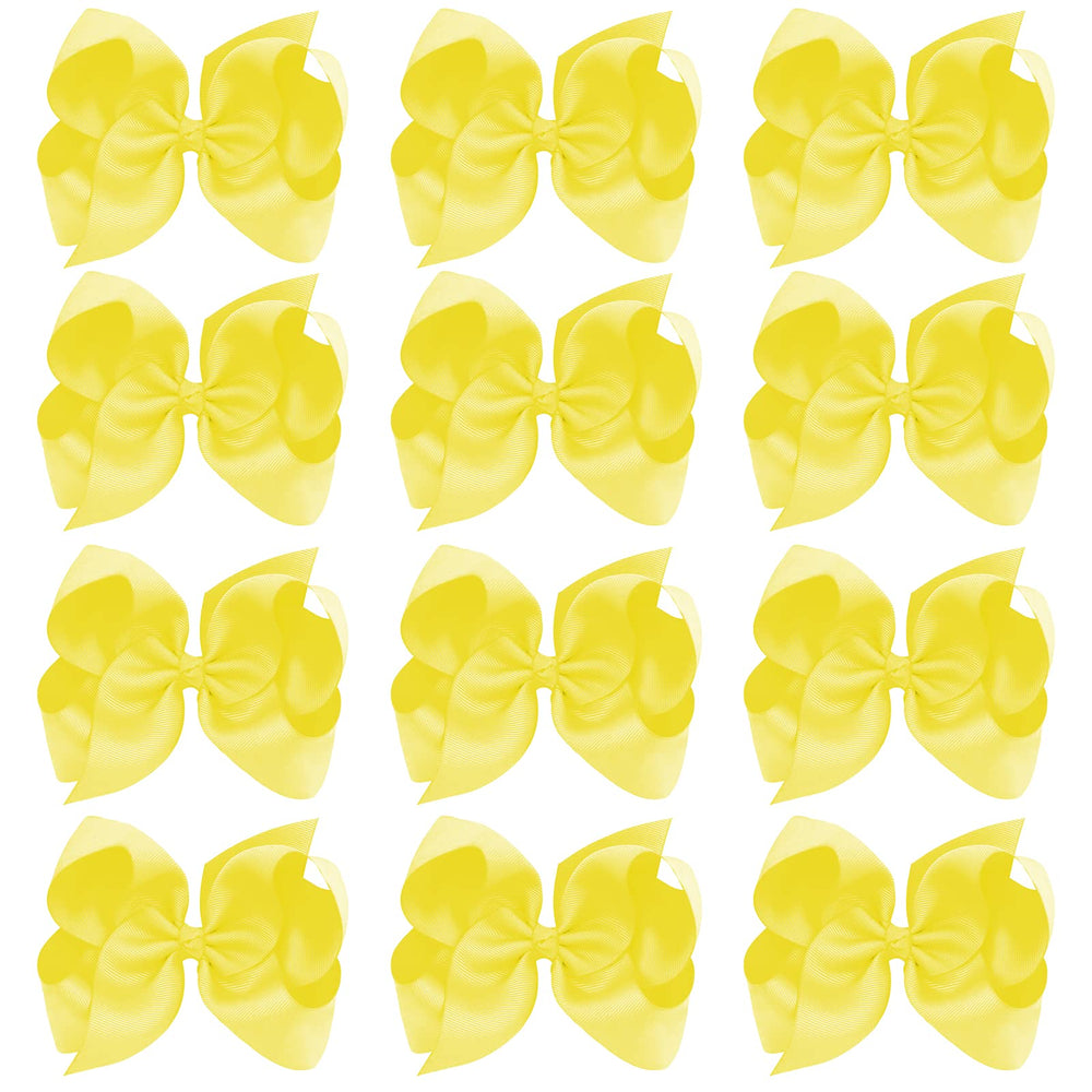 Oaooleer big hair bows in yellow grosgrain with 8-inch clip for durable everyday outfits.