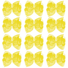 Oaooleer big hair bows in yellow grosgrain with 8-inch clip for durable everyday outfits.