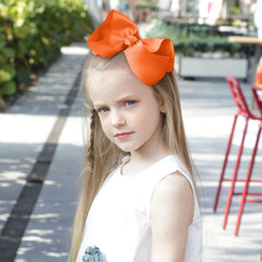 Oaoleer grosgrain orange bow 6inch—durable and comfy for toddlers.