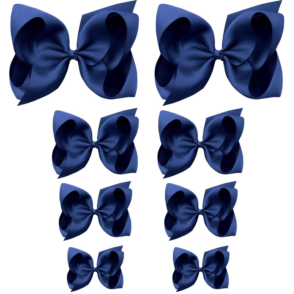 OAOLEER navy blue 8-inch grosgrain bow with clip for stylish school outfits.